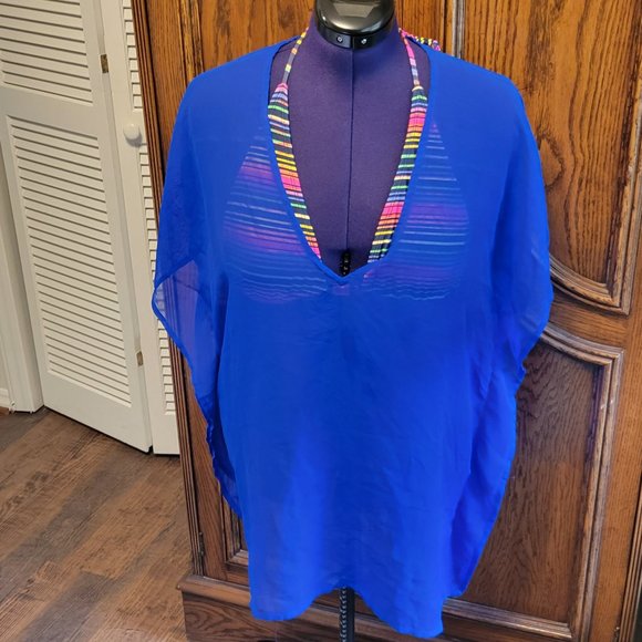 Colorful multi stripe triangle string bikini swim top. Sz: M - Picture 2 of 4